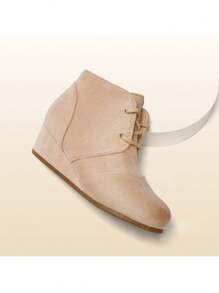 Girls Low Wedge Heel Booties Side Zipper Ankle Boots Toddler/Little Kid/Big Kid - 米色 - 查看 5