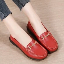 Mocasines casuales para conducir de mujer, con suela blanda, cómodos, de empeine bajo, indicados para madres de mediana edad y ancianas - Rojo - Ver 7