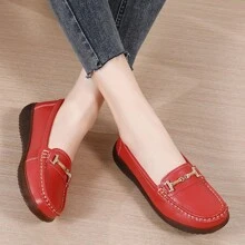 Mocasines casuales para conducir de mujer, con suela blanda, cómodos, de empeine bajo, indicados para madres de mediana edad y ancianas - Rojo - Ver 6