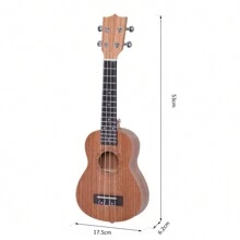 HOMCOM Ukelele 21 Pulgada Ukelele Soprano de Iniciación para Principiantes Ukelele Concierto Hawaiian Cuerdas Aquila de Nylon Material Madera 53x17,5x6,2 cm - Marrón - Ver 6