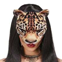 Halloween Mask Decoration Cheetah Eva Half Face Animal Mask For Masquerade Party, Makeup & Dancing - Rust - View 1