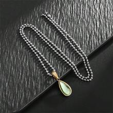 不鏽鋼精緻簡約水滴水晶項鍊女孩時尚珠寶禮物 - 金藍 - 查看 10