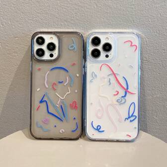 Enkelt och stilrent telefonfodral med graffiti för flickor som är kompatibelt med IPhone 13/13 Pro Max/X/Xs/14 Plus, med skydd mot fall, perfekt som födelsedagspresent för par