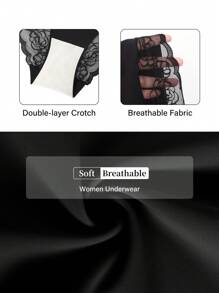 MEIYATING Bragas De Triángulo De Baja Altura Para Mujeres, Color Sólido, Ribete De Encaje, Delgadas Y Transpirables - Negro - Ver 7