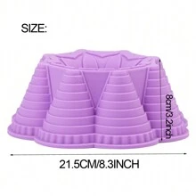 1入組圓形紫色矽膠蛋糕模，採用歐洲級防黏矽膠槽，適用於春節麵包烘焙、果凍、情人節蛋糕烘焙，尺寸為8.3英寸 - 紫色 - 查看 2