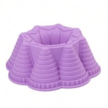 1入組圓形紫色矽膠蛋糕模，採用歐洲級防黏矽膠槽，適用於春節麵包烘焙、果凍、情人節蛋糕烘焙，尺寸為8.3英寸 - 紫色 - 查看 8