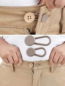 2 件牛仔裤腰部纽扣延长器，女士男士裤子腰部延长器，光滑橡胶多功能调节延长纽扣，弹性腰部延长器，孕妇裤子延长器，男女款纽扣延长器，牛仔裤腰带延长器，男女款裤子纽扣延长器，牛仔裤，裙子，连衣裙，旅行配件，裤子腰带扩展器 - 卡其色 - 查看 2