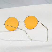 1 Pair Round Frame Colorful Mirror Reflective Teardrop Oval Fashion Glasses For Women