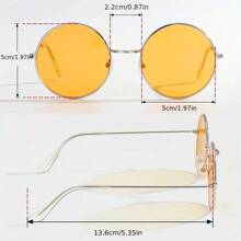 1 Pair Round Frame Colorful Mirror Reflective Teardrop Oval Fashion Glasses For Women