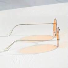 1 Pair Round Frame Colorful Mirror Reflective Teardrop Oval Fashion Glasses For Women