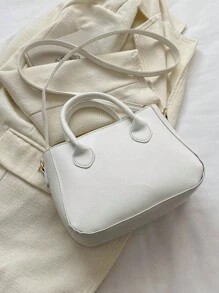 奢华蝴蝶结装饰手提包 - 女士双提手钱包，时尚女士小型仿皮斜挎包，女士情人节蝴蝶结钱包 - 白色 - 查看 5