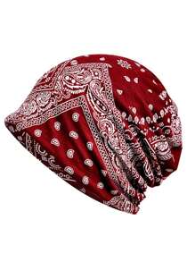 1入時尚印花寬鬆無邊帽帶派絲利細節，適用於化療、頭巾、無邊帽、遮陽帽、多用途頸套、戶外帽子、束髮帽 - A - 查看 8