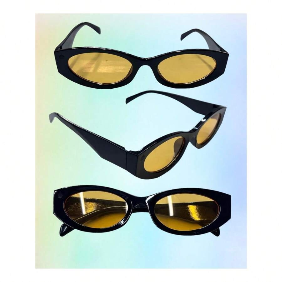 女士時尚眼鏡,休閒日常使用的完美禮物,適合送給好友 - 黃色 - 查看 1