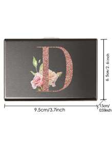 1 件超薄卡片盒玫瑰金首字母名称 A 到 Z 图案钱包 ID 银行 Malist 薄铝金属钱包银行卡盒钱包男士金属 S 收纳盒卡夹钱包名片夹信用卡夹女士男士迷你钱包卡片钱包射频识别钱包 - 黑色 - 查看 8