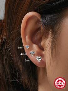 3 Unidades De Prata Esterlina 925 Brinco De Coração Fofo Para Mulheres Brinco Moderno Banhado A Ouro 18k Adequado Para Festa De Dia Dos Namorados Joias Finas Casamento Noivado Joias De Noiva - Ouro - Ver 4