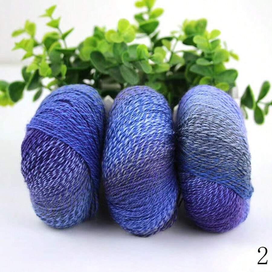 1 pelota de 50g 80% lana 20% nailon de lana con degradado de color para hacer mantas, bufandas, gorros, etc. tejidos a mano - 6-FY-KM2747-2# - Ver 1