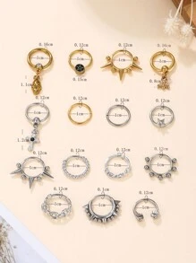 1 件酷炫朋克鼻中隔珠宝骷髅尖刺鼻环耳环鼻中隔响片环 8 毫米 10 毫米不锈钢十字花蜜蜂鼻环环铰链段无缝响片环 Rook 耳环海螺耳轮耳屏穿孔珠宝日常佩戴 - 彩色 - 查看 8