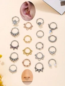 1 件酷炫朋克鼻中隔珠宝骷髅尖刺鼻环耳环鼻中隔响片环 8 毫米 10 毫米不锈钢十字花蜜蜂鼻环环铰链段无缝响片环 Rook 耳环海螺耳轮耳屏穿孔珠宝日常佩戴 - 彩色 - 查看 2