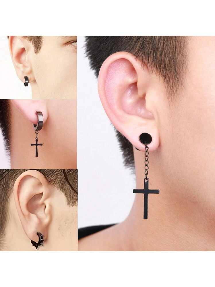 Clip punk non penetrante per uomo donna Orecchini a bottone in acciaio al tanio tipo magnetico Accessori per gioielli con anello per orecchio stile hip-hop per adolescenti  36