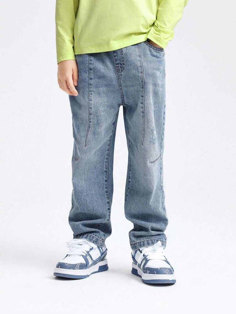 Annil Tween Boy 春秋潮流百搭舒适贴肤牛仔裤 - 藍色 - 查看 1