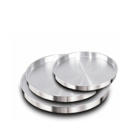 KIT FORMA DE PIZZA BANDEJA RASA ALUMÍNIO POLIDO TAMANHO 1, 2 E 3