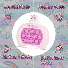 1 件独角兽形状游戏机，带有打地鼠和其他速度游戏，适合青少年和成人，学校用品 - 紅白色 - 查看 4