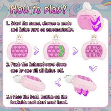 1 件独角兽形状游戏机，带有打地鼠和其他速度游戏，适合青少年和成人，学校用品 - 紅白色 - 查看 3