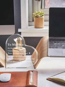 1pc Slogan Graphic Heart Design Decoration Craft - White - View 5