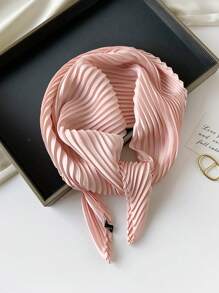 1 件纯色褶皱缎面围巾女式头巾时尚头巾头巾、发带、头带非常适合装扮您的头巾上衣 - 粉色 - 查看 2