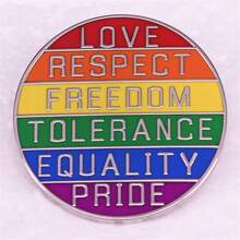 Love Respect Freedom Tolerance Equality  Fun English Word Badge, Love & Respect Colorful Badge, Popular Pin Badge - Multicolor - View 1