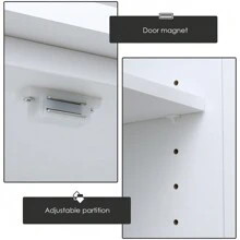 Furchen Kitchen Cupboard,Storage Cabinet With 4 Doors Adjustable Shelves 58.2x31.5x123cm White - White - View 4