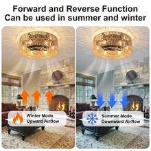 19in Boho Caged Ceiling Fan With Light Flush Mount, Enclosed Rattan Ceiling Fans With Lights And Remote Control, Low Profile Farmhouse Bamboo Ceiling Fan For Bedroom Living Room - Brown - View 8