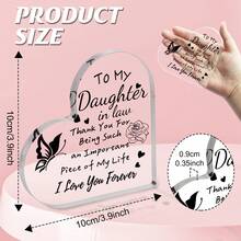 1個透明心形亞克力鑲板,應對兒媳生日禮物、聖誕節兒媳禮物、我愛妳禮物、最佳暖心兒媳禮物、新年快樂兒媳禮物、家居室內外創意美學裝飾、桌上擺設、紀念禮品、精緻禮品、藝術工藝裝飾禮品、新居入室禮品、萬能亞克力文物紀念品、感謝禮物、桌上裝飾標誌 - 無色 - 查看 2