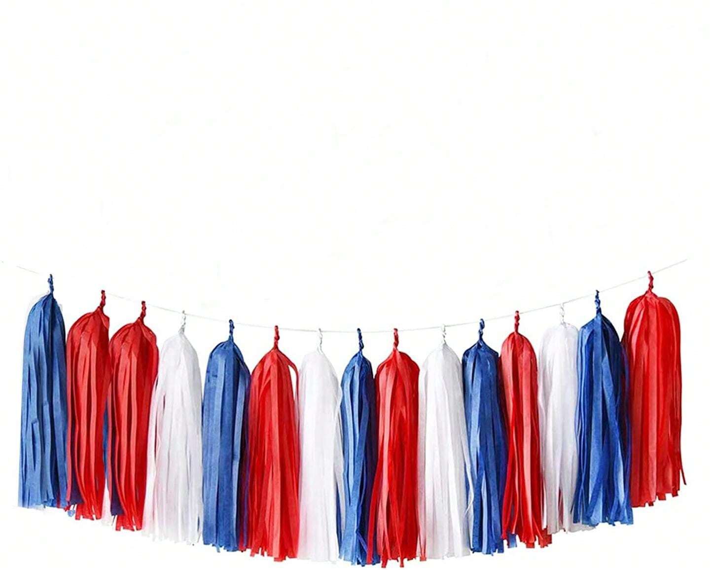 15PCS Red Blue White DIY Tissue Tassel Garland Fourth Of July USA