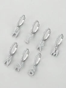 1pc English Letters A-Z 925 Sterling Silver Hoop Earrings For Women Girls Party ,Wedding Jewelry Gift