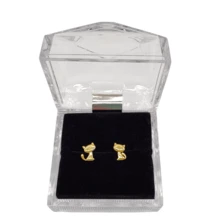 Aretes de gato gatitos de oro laminado tipo broquel para regalo de niña o mujer - Dorado - Ver 4
