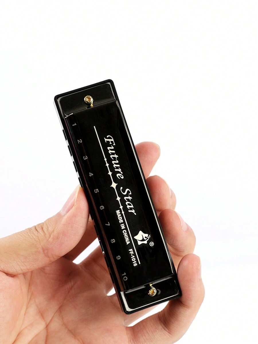 10-Hole C Key Diatonic Harmonica, Black Color, Beginner Friendly - Black - View 1