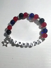 1 Stück Süße Und Coole Natürliche Perlen Handgemachte Stern Und Runde Perlen Armband Für Damen Tägliches Tragen Und Partys - Verschiedenfarbig - Übersicht 2