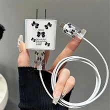 Đen Trang trí Nơ Charging Cable Người bảo vệ , Tương thích với iPhone Bộ sạc - Nhiều màu - Xem 1