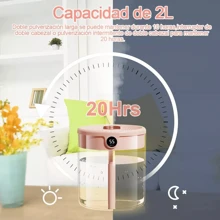 2L Mini Humidificador De Aire Doble Pulverización Gran Capacidad Silencioso Con Pantalla Digital Apagado Automático De 10 Horas - Rosa - Ver 3