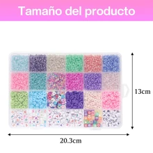 Cuentas para Pulseras - Kit para Hacer Pulseras, Cuentas para DIY Pulseras y Collares Manualidades, Cuentas de Arcilla para Hacer Pulseras con Cordón Pinzas y Tijeras Pequeñas Abalorios de Regalo Alfabeto - Multicolor - Ver 2