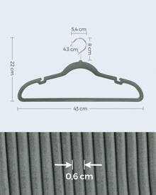 SONGMICS Cintres en Velours, Lot de 50, Antiglisse, avec Encoches, Barre pour Pantalons, Crochet Pivotant à 360°, Gain de Place, Épaisseur 0,6 cm, Longueur de 43 cm, Gris - Lot de 50 Gris - Voir 7