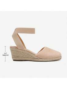 Women's Closed Toe Elastic Ankle Strap Espadrilles Vacation Outing Comfortable Commuting And Shopping Wedge Sandals Summer Shoes - 杏色 - 查看 10