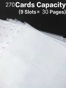 270 Pockets Baseball Card Trading Card Pages, 30 Pages 9 Pockets Trading Card Storage Album Pages, 11-Hole Suitable For 3-Ring Binder Protective Sheets, Prefect For Sports Card, Coupon, Business Card - White - View 8
