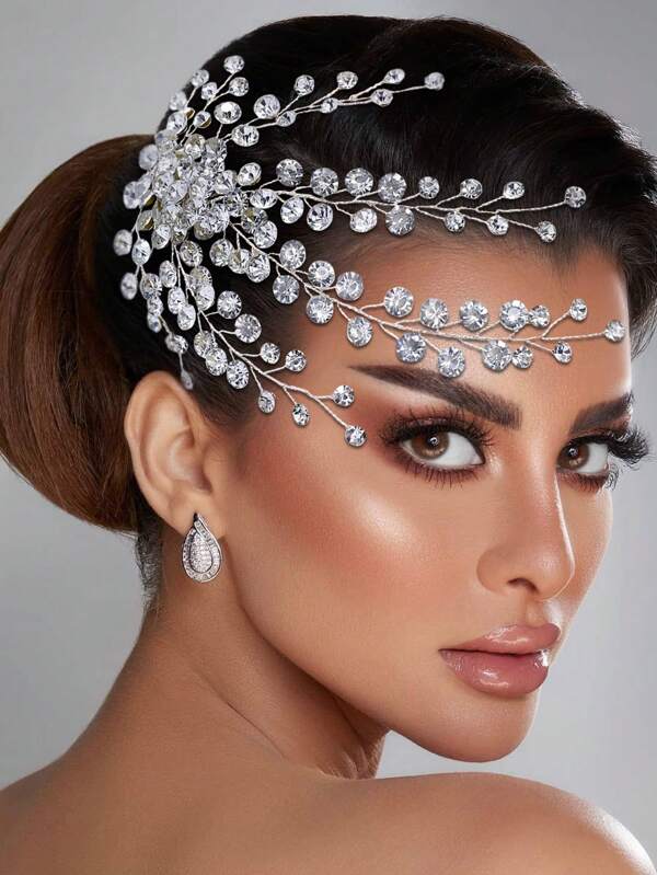 1pc Shiny Handmade Rhinestone Bridal Hair Comb, Suitable For Parties, Dances, Weddings Royal Boho Tiaras