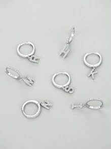 1pc English Letters A-Z 925 Sterling Silver Hoop Earrings For Women Girls Party ,Wedding Jewelry Gift