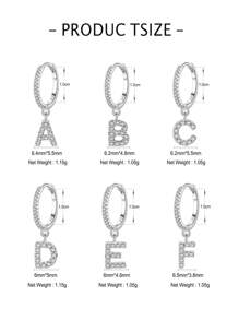 1pc English Letters A-Z 925 Sterling Silver Hoop Earrings For Women Girls Party ,Wedding Jewelry Gift
