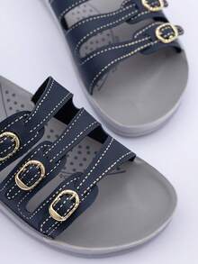 Sandalia Chinelo Ortopedico Feminino Anatomico Terapia Dos Pés Para Dores Nos Pés Azul - Azul Marinho - Visão 4