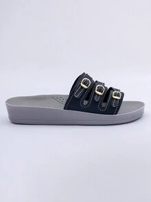 Sandalia Chinelo Ortopedico Feminino Anatomico Terapia Dos Pés Para Dores Nos Pés Azul - Azul Marinho - Visão 2