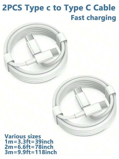 2pcs USB C To Type C Charging Cable 3/6/10ft 20W Cable,Type C Fast Charger Cord,Compatible With USB C Device Charging Nan Fast Charging